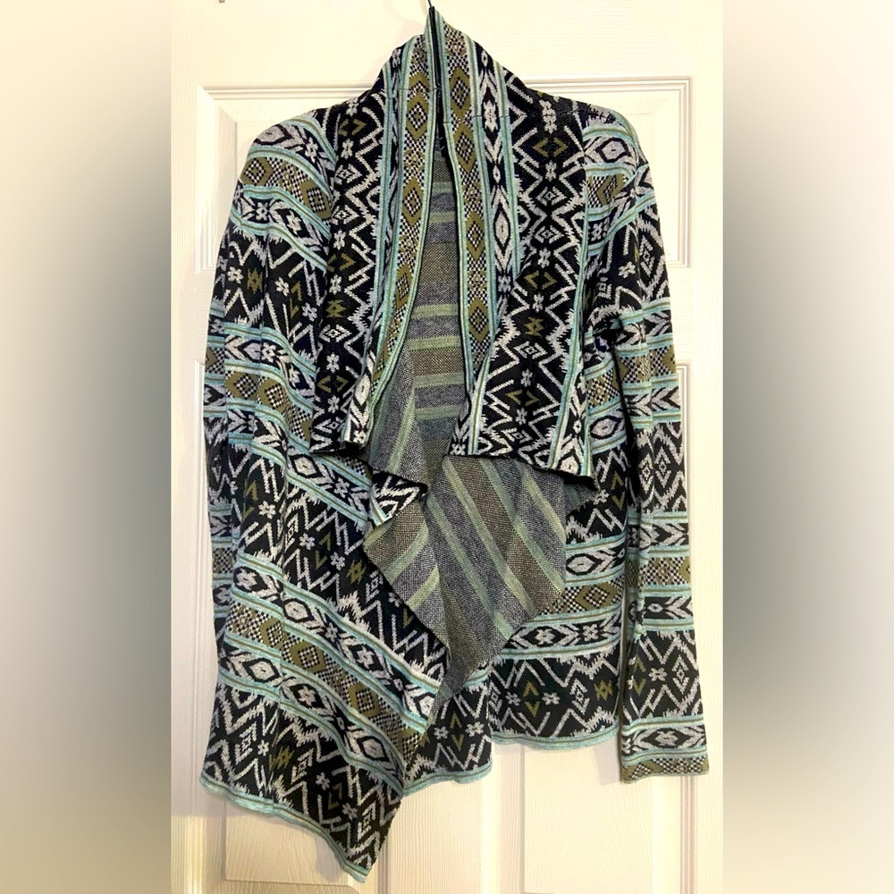 Billabong Southwestern Open Front Cardigan Womens SZ Medium Boho Sweater